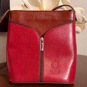 Vera Pelle Red and Brown Leather Bag
